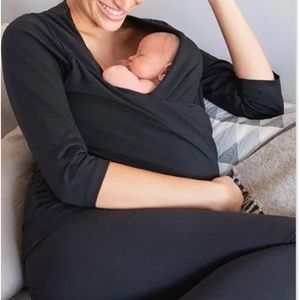 One black Cotton ¾ Sleeve Skin to Skin Top Seraphine